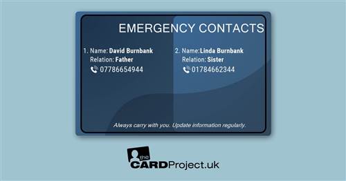 Deep Blue ICE Photo ID Card (REAR)